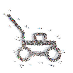  people in the shape of  machine.