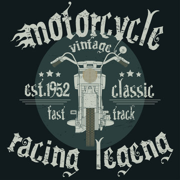 Motorcycle Racing Typography Graphics. Classic fast vintage bike. T-shirt Design, vector illustration