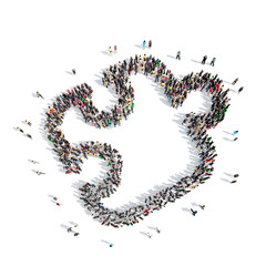 people in the shapeof a puzzle.