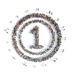 people in the shape of number one.