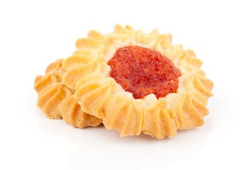 cookies with jam closeup isolated on a white