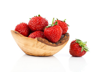 fresh Strawberries in bowl on white background