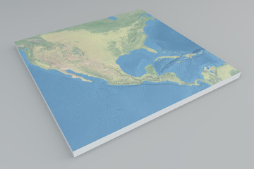 Fototapeta na wymiar America del Nord, vista satellitare, spaccato, 3d, mappa