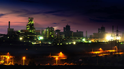 Petrochemical plant in night