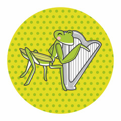 animal grasshopper playing instrument cartoon theme elements