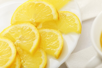 lemon slices on a dish