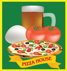 adesivo di pizza e ingredienti 