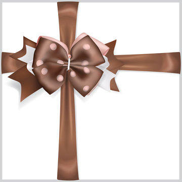 Brown Bow With Crosswise Ribbons