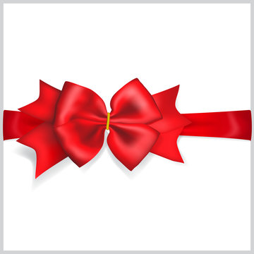 Red bow with horizontal ribbon