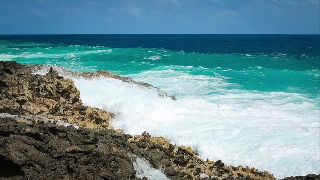 Ocean wave splash on the reef
