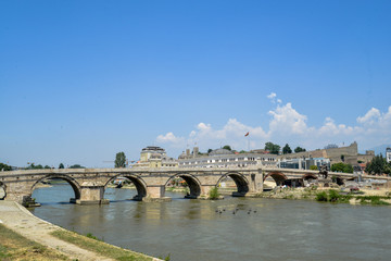 Fototapeta na wymiar Stone bridge in Skopje, Macedonia