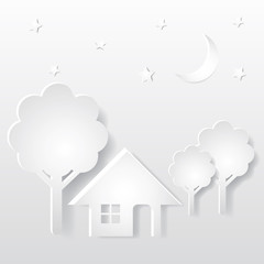 Home icon - vector white app button with shadow