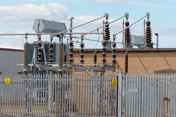 Electrical transformer station on industrial estate