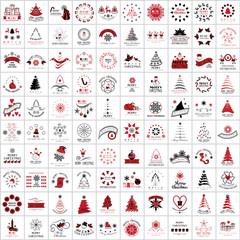 Christmas Icons And Elements Set - Isolated On White Background - Vector Illustration, Graphic Design Editable For Your Design