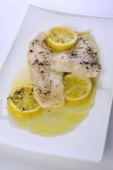 fish in olive oil, lemon, 
