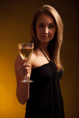 beautiful girl with glass of wine