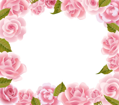 Frame from pink roses 