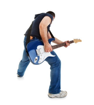rocker playing guitar