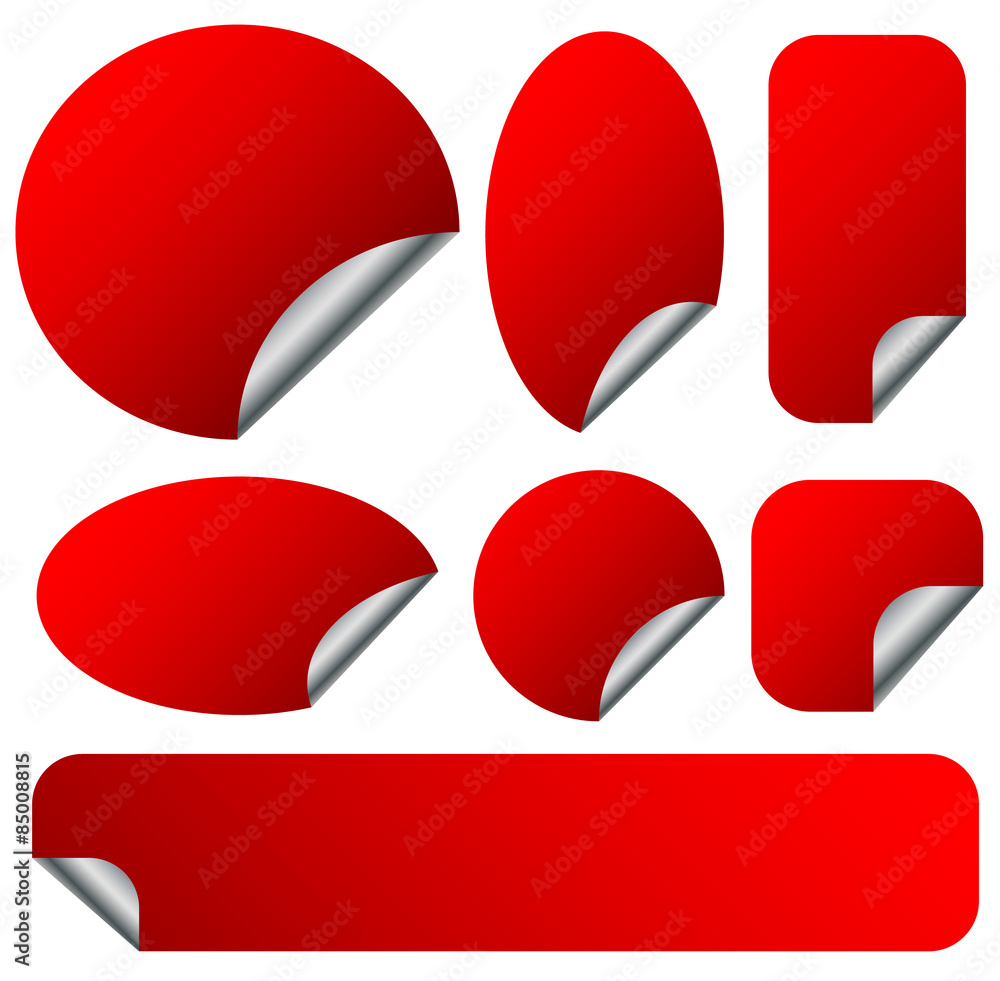 Aufkleber peeling red stickers set with metallic back side. set of 9 shape