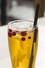 Lemonade with cranberry and ginger.