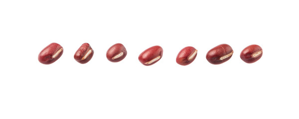 Red adzuki beans over white background