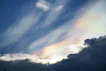 Iridescent clouds.