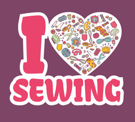 Graphic sticker I love SEWING.