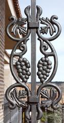 A wrought iron vine decoration of a winery