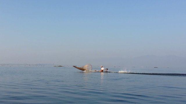 Intha fisherman in Inle lake - famous tourist travel destination