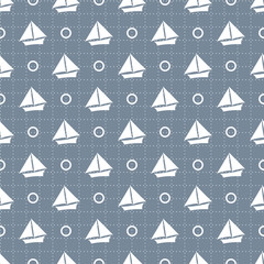 nautical seamless pattern with boat