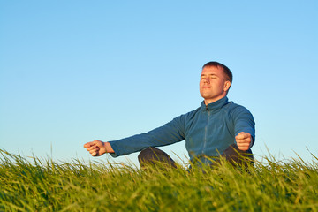 In the young man meditating