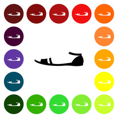 Set of colorful women's sandals icons