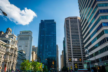 Fototapeta na wymiar Modern buildings in City Center, Philadelphia, Pennsylvania.
