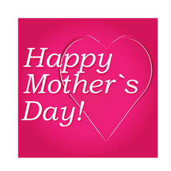 vector Happy Mother's Day text with heart in red and purple colo