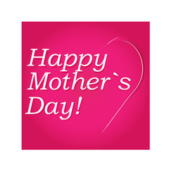 vector Happy Mother's Day text with heart in red and purple colo