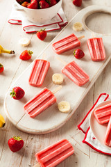 Homemade Strawberry and Banana Popsicles