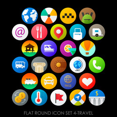 Flat round icon set 4-travel