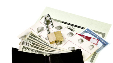 Identity Documents with Unlocked Padlock