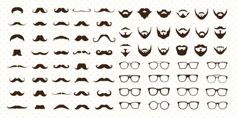 Fototapeta Mustaches, Beard and Sunglasses style set obraz