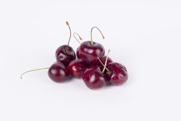 Beautiful red cherries / cherry (studio, white, background)