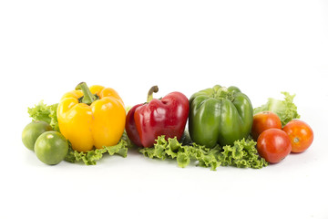 Pepper vegetables on a white background