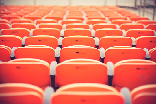 Empty seats in stadium Vintage color