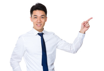 Asian businessman with finger point up