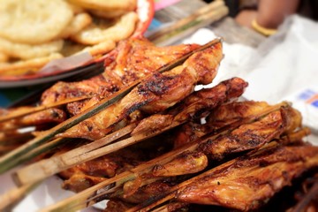 Grilled chicken in the market