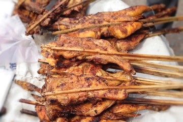 Grilled chicken in the market