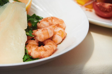 Dish with shrimp