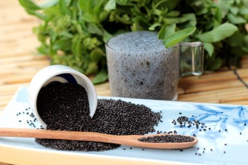 Basil seeds for fiber beverage and raw seed