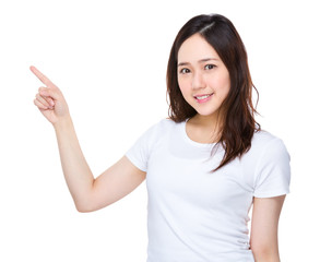 Woman with finger point up