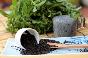 Basil seeds for fiber beverage and raw seed