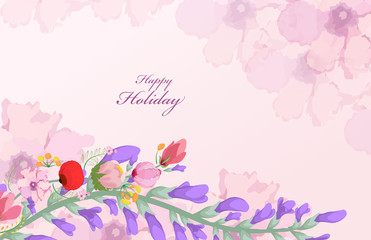 Watercolor wildflowers background